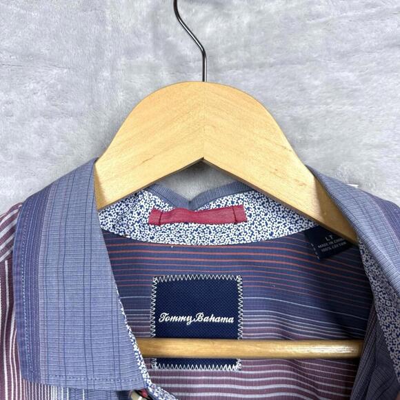 Tommy Bahama Striped 100% Cotton Shirt Men Size LT Colorful Button Up Causal - Picture 9 of 12